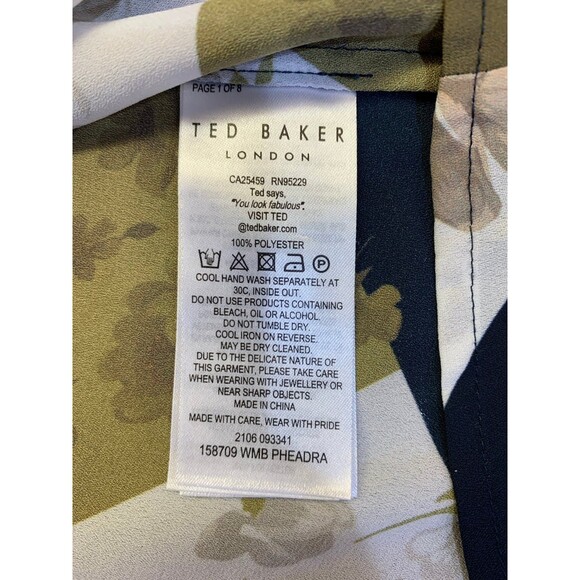 FIRM Ted Baker Pheadra Pearl Printed Wrap Blouse Size 2 EUC - Picture 6 of 8